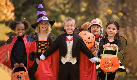Kids dressed in costume for a halloween party in Nashville Tennessee