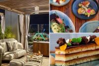 Rooftop bar with four-course tasting menu, opera cake