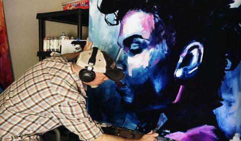 Roy Laws painting Prince's in Purple Rain