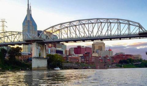 Sailing down the Cumberland River in Nashville Tennessee