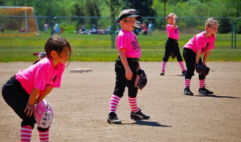 Girls playing softball in Nashville Tennessee