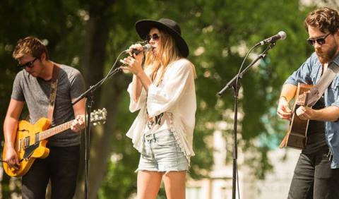 Band playing at an outdoor concerts in Nashville Tennessee