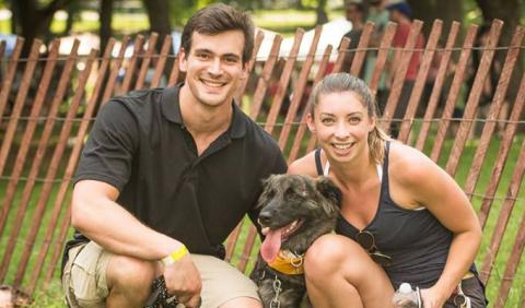 Pet Family having fun in Centennial Park in downtown Nashville Tennessee