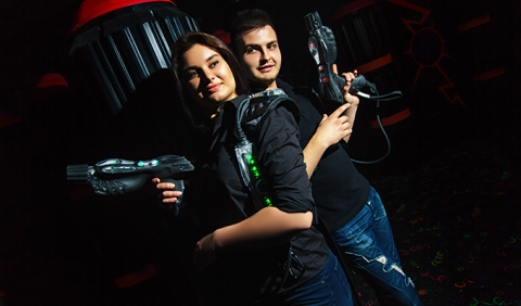 Couple playing laser Tag in Nashville
