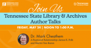 An "Author Talks" event featuring Dr. Mark Cheathem